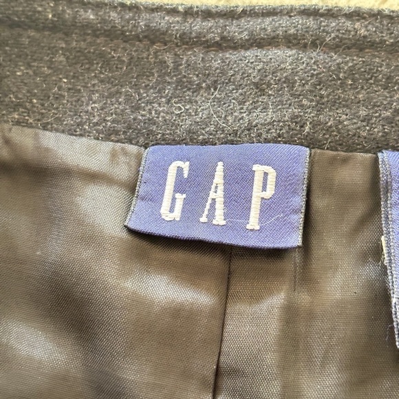 Gap Wool Mini Skirt Sz 8 Charcoal Gray Snap Down Front Pockets Classic Clueless - Picture 9 of 9